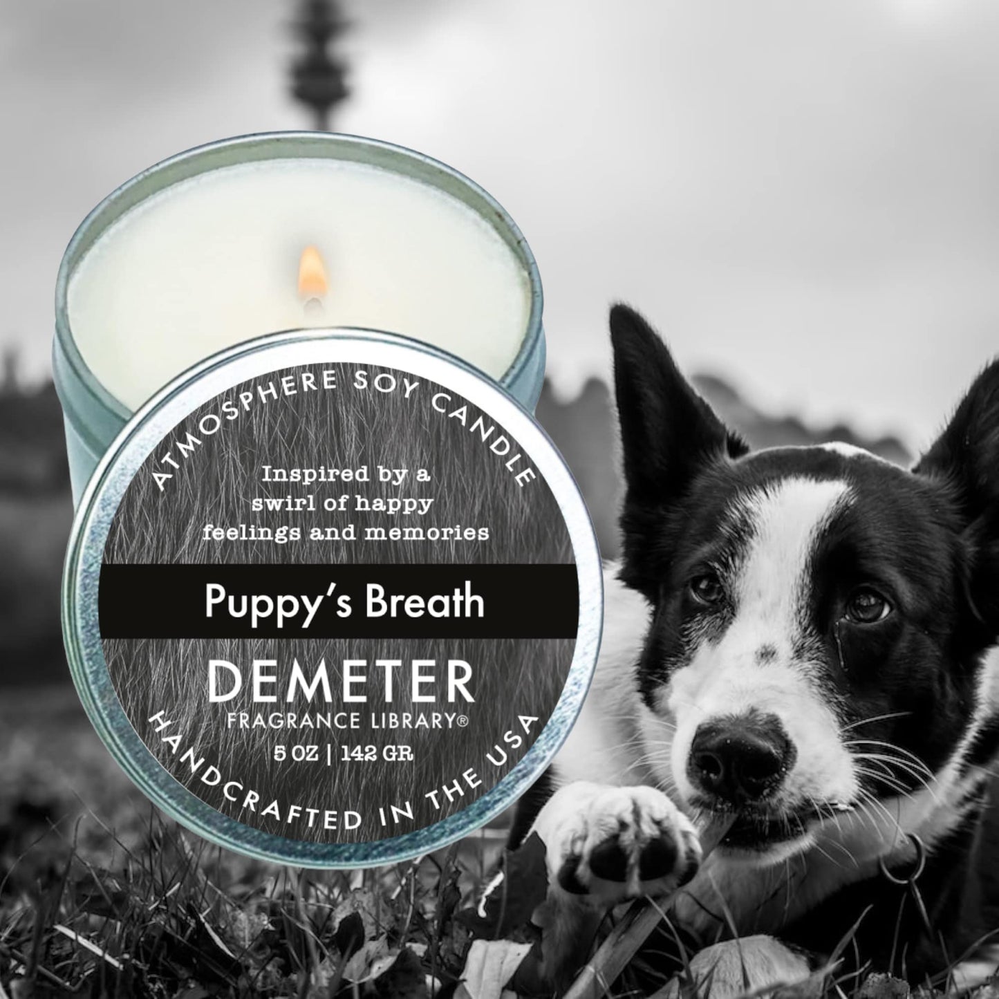 DEMETER Puppy's Breath Soy Candle, Scented Candles with Unique Fragrance, Perfect for Aromatherapy and Home Decor, Cute Candles for Travel and More