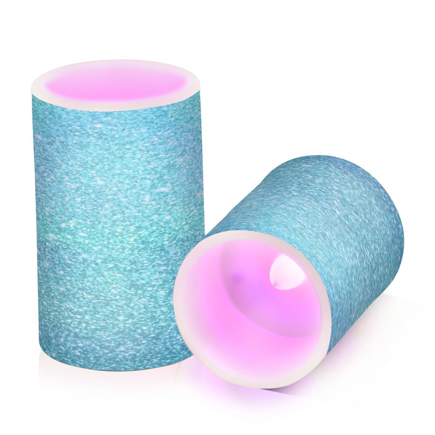 Flameless Candles Battery Operated Teal Turquoise Glitter Flickering Led Pillar Candles With Remote Control Blue Texture Print Colour Changing Warm Light Candles For Wedding Halloween Christmas