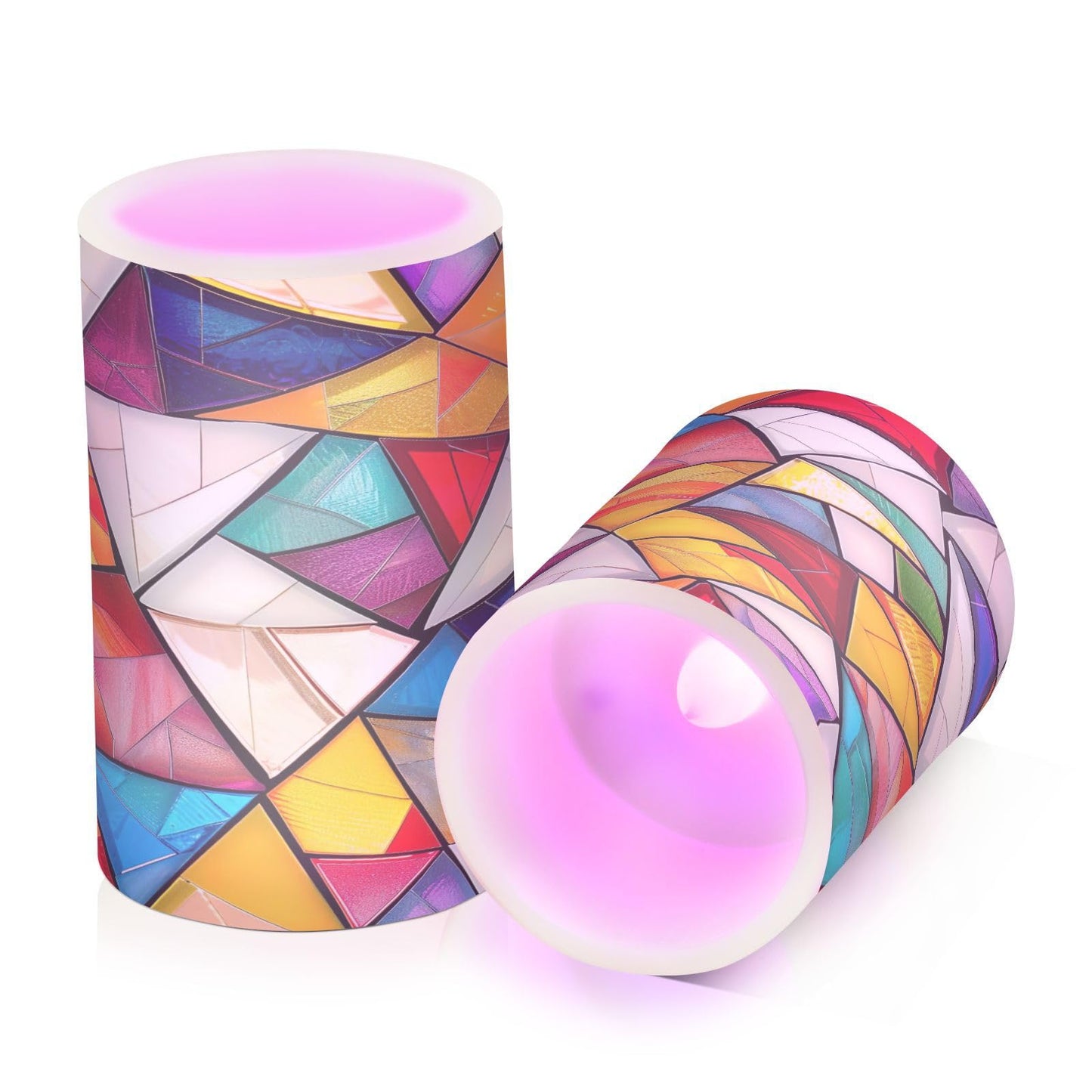 GUIJI Square Split Flameless Candles with Remote, Set of 2 Battery-Operated Pillar Candles for Home, Christmas, Party Decor