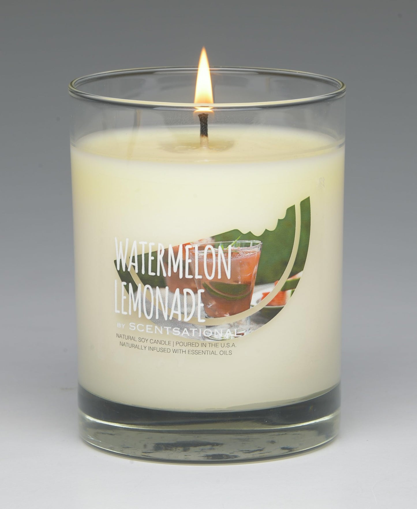 Scentsational Watermelon Lemonade Natural Candle, 11 oz Glass Jar, 50-60 Hour Burn Time, Gift Wrapped