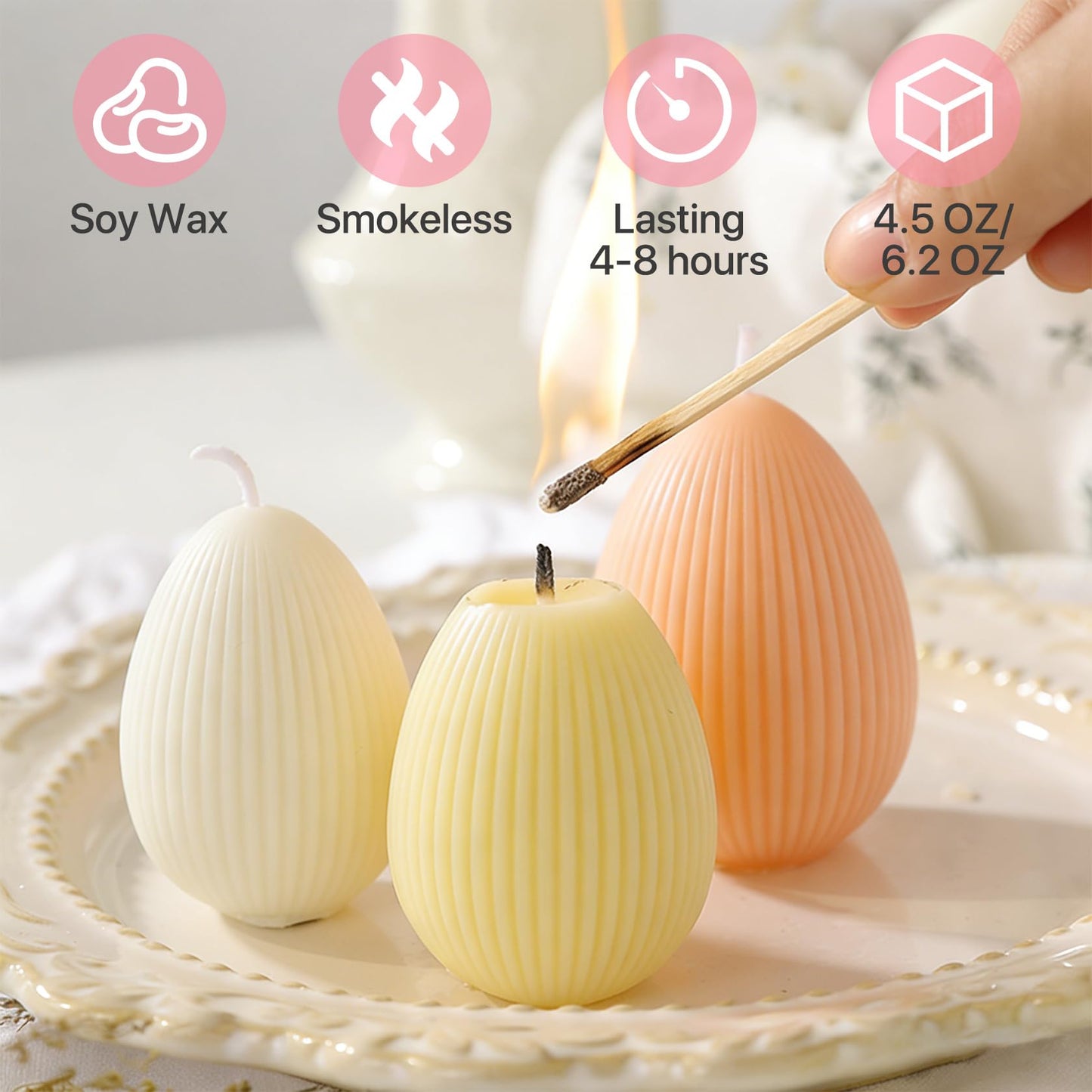 Fieldspark Easter Bunny Candles Green Set, 2.5'' x 4.5'' Flower & Fruit Scented Candles, Cute Rabbit Shaped Easter Gifts for Kids, Home Decor, Spring Celebration, 2 Pcs