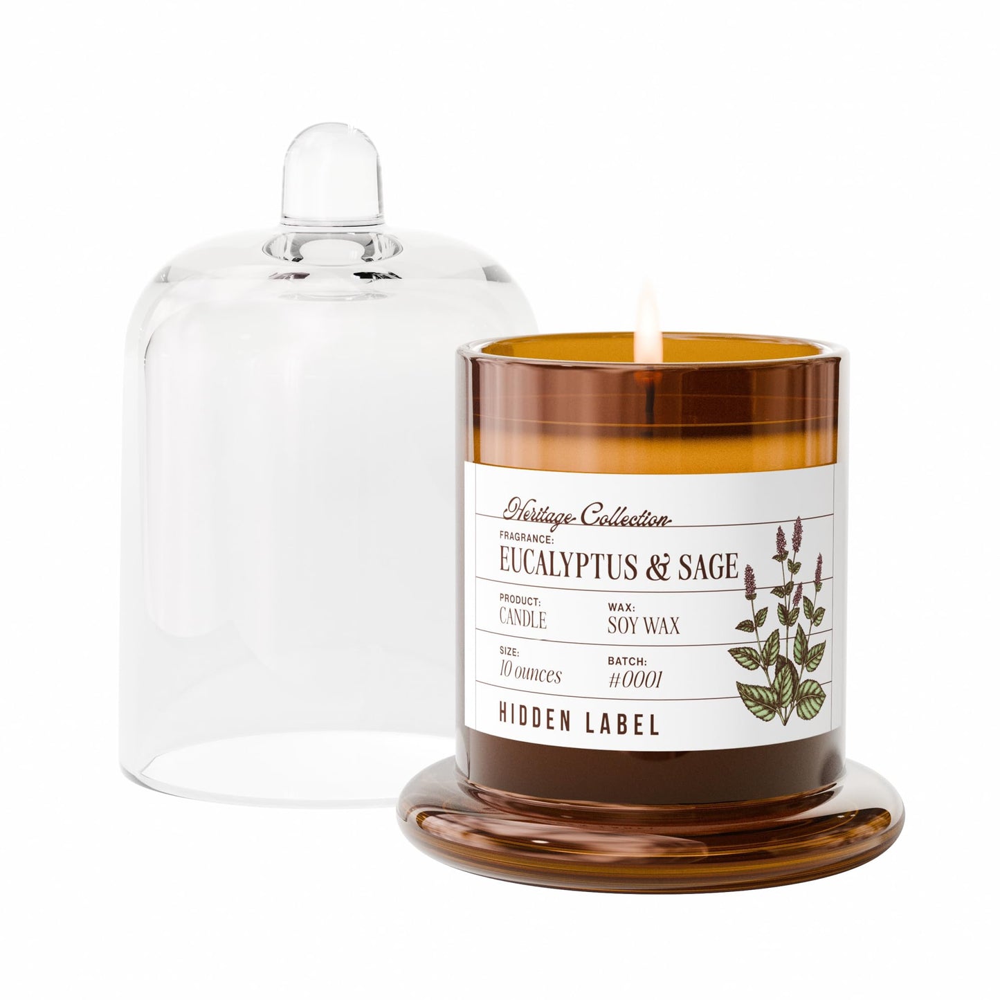 Hidden Label Lemon Lavender Scented Candle - 10oz Non Toxic Candles for Home Scented with Clear Bell Jar, Natural Soy Wax Clean Burning Aromatherapy Candle for Spa/Meditation & Stress Relief Gifts