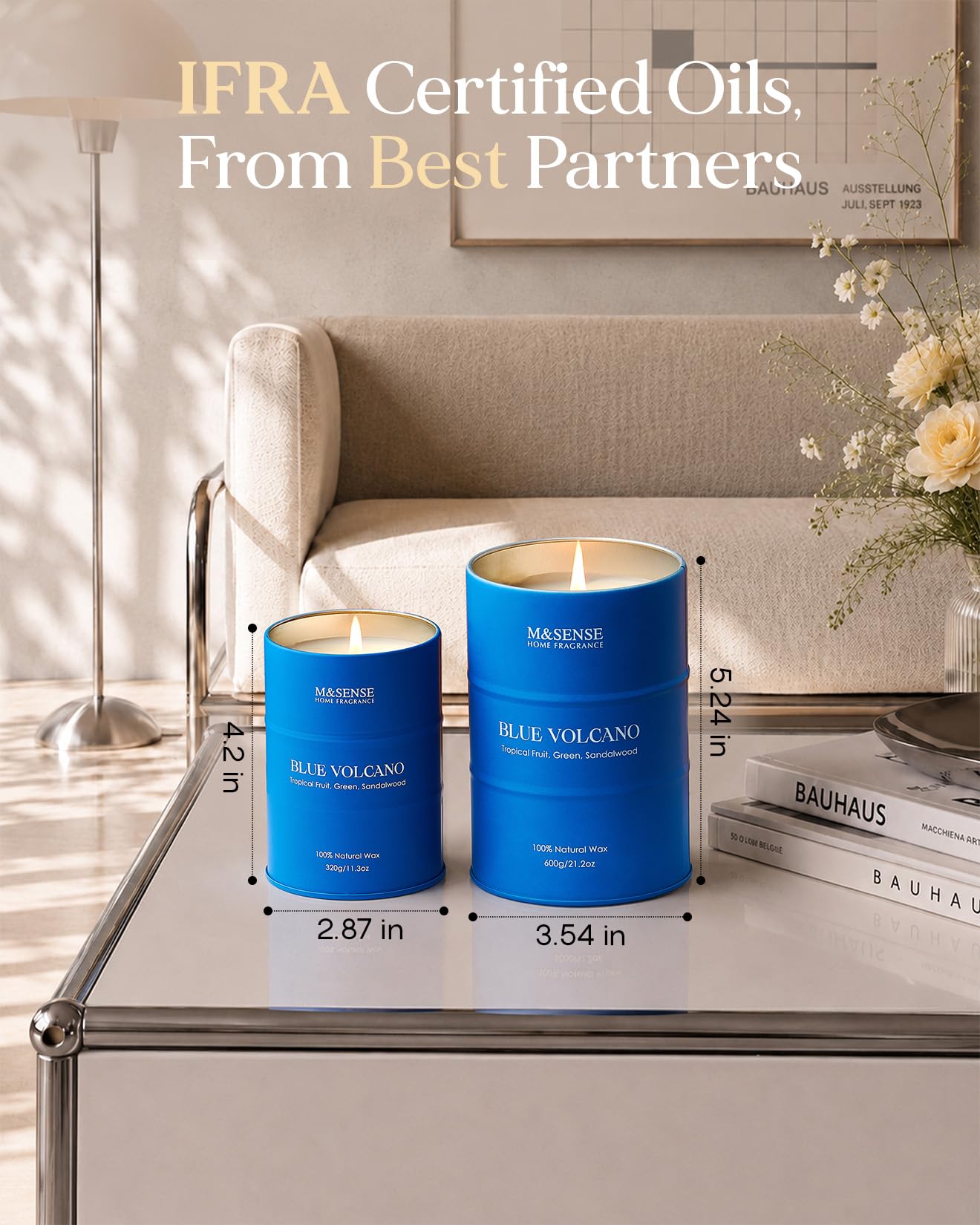 M&SENSE Tropical Fruit Soy Scented Candles Natural Non Toxic, Large Summer Candles 21.2oz 120 Hours Long Lasting Burning, Unique Candle Gifts Cozy Room Decor for Women Men