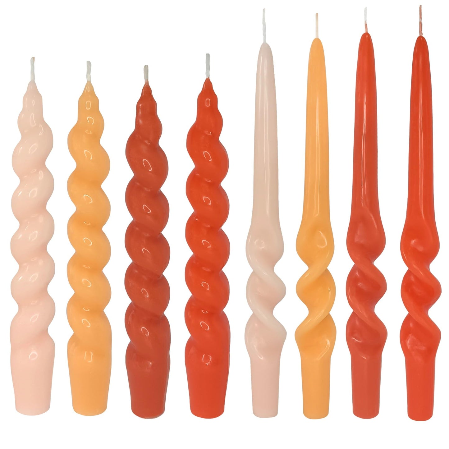 Spiral Taper Candles Twisted Candle Sticks Unscented Handmade Candles Gradient Orange Candlesticks Dinner Wax Candles for Home Decor Wedding Gatherings Relaxation Special Occasions Celebrations