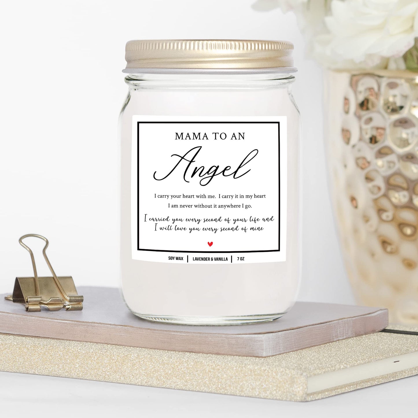 You Nique Designs Miscarriage Candle for Mothers, 7 Ounces, Loss of Baby Sympathy Gifts, Infant Loss Memorial Gifts, White All Natural Soy Vegan Aromatherapy Candles for Home (Lavender & Vanilla)