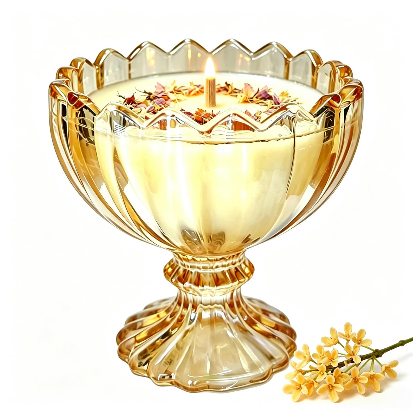 Joo Sko Petal Bowl Shape Soy Wax Osmanthus Scented Candle, Aromatherapy Jar Candles for Home Scented or As a Christmas Holiday Candle Gift for Your Lover(7OZ/48Hours Burning)