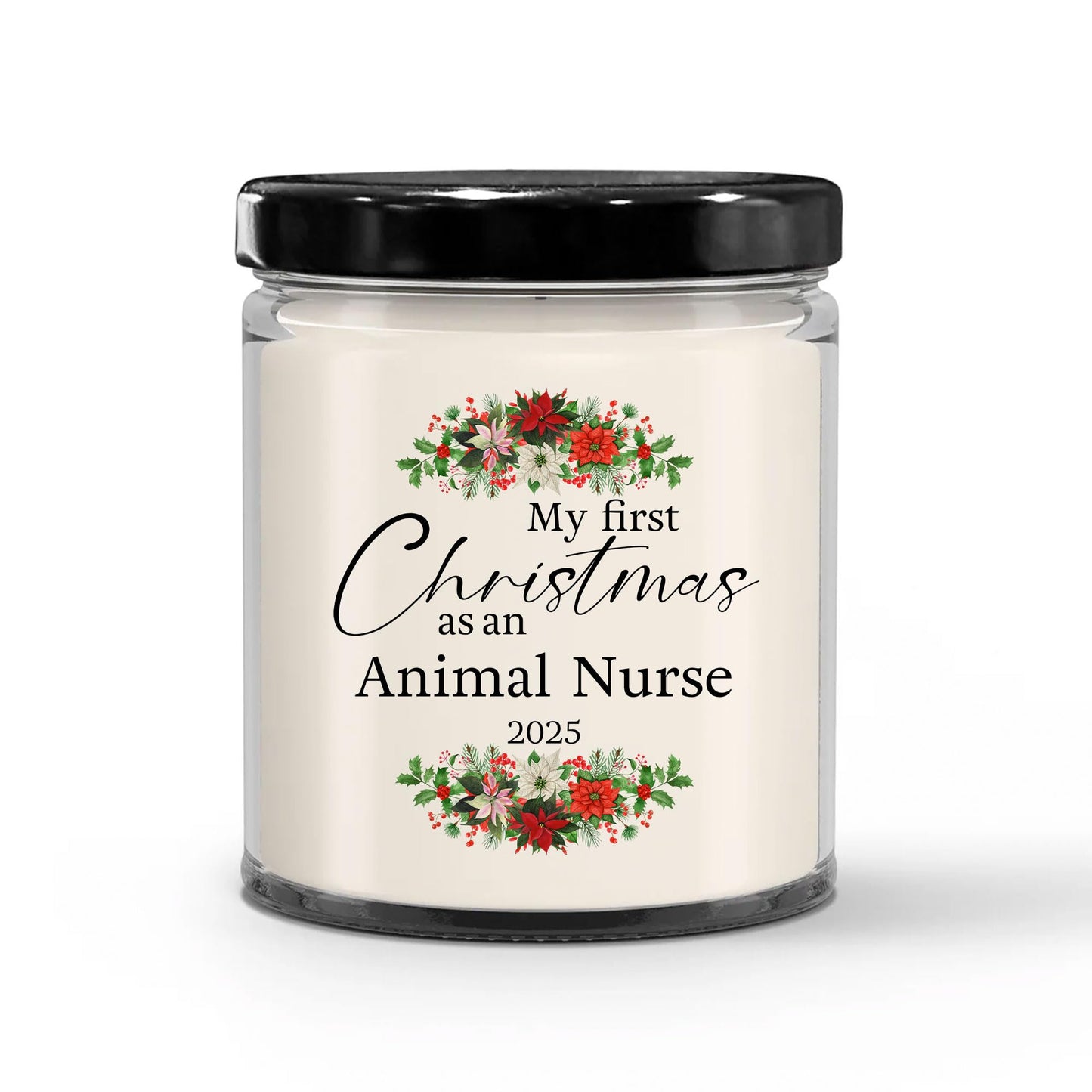 My First Christmas as an Animal Nurse 2025 Candle - Unique Gifts for New Veterinary Nurse Staff Employee Boss Veterinary Technician - 9oz Vanilla Scented Soy Wax