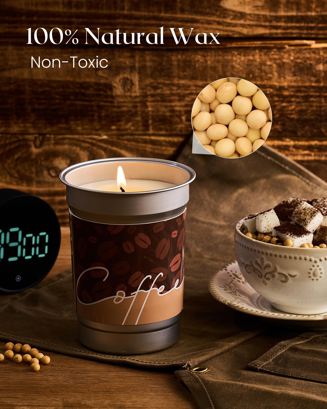 M&SENSE Coconut Latte Scented Candle, Soy Wax, 16.2oz