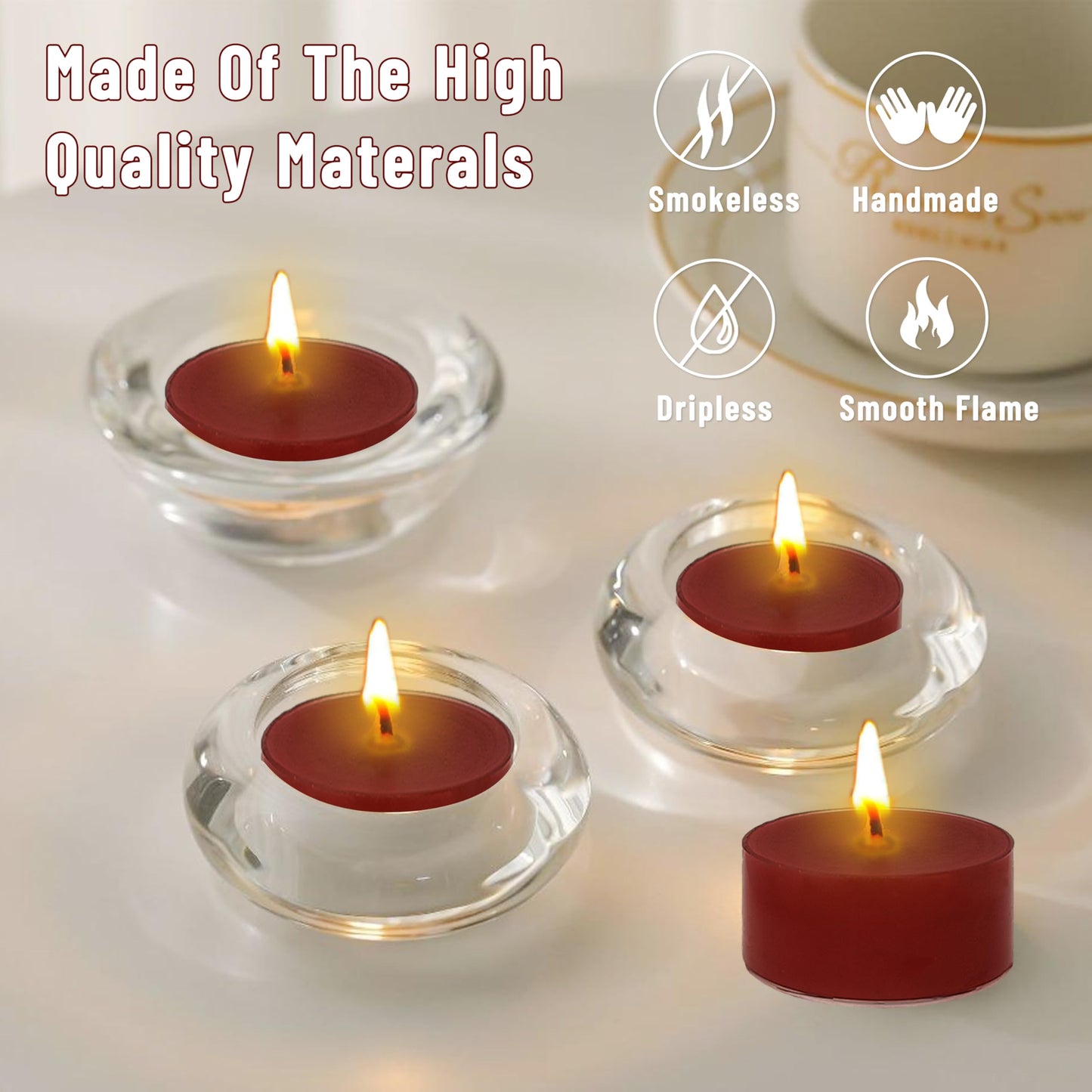 Christmas Red Scented Tealight 12 Pack Round Apple Scented Tealight Candles 4 Hour Burn Time Tea Candles for Holiday Christmas Halloween Thanksgiving Valentine's Day Scents, Gifts for Woman