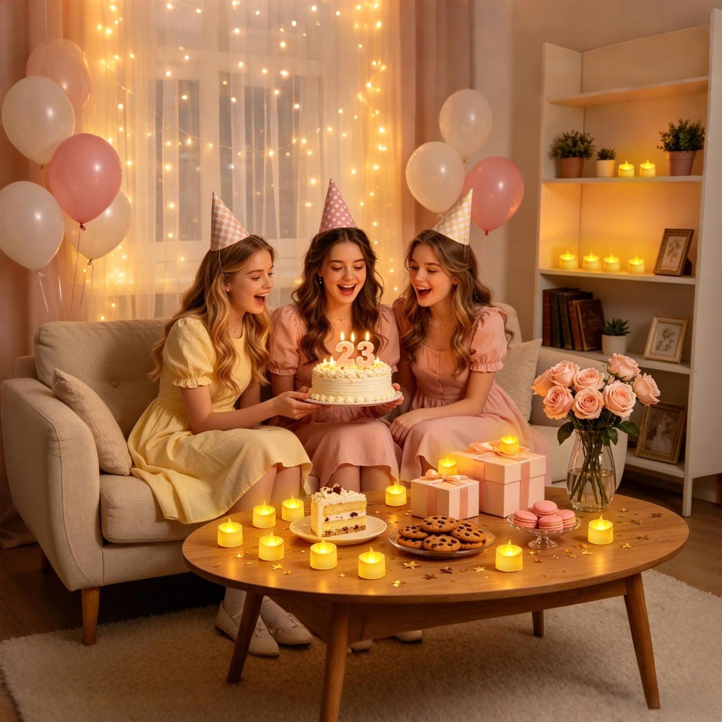 Dual-Flame Flickering Flameless LED Tealight Candles, Battery Operated Tea Lights with Realistic Warm Yellow Glow, 200+ Hour Long-Lasting Fake Candles for Home Wedding Votive Decor(Ivory, 12 Pack)