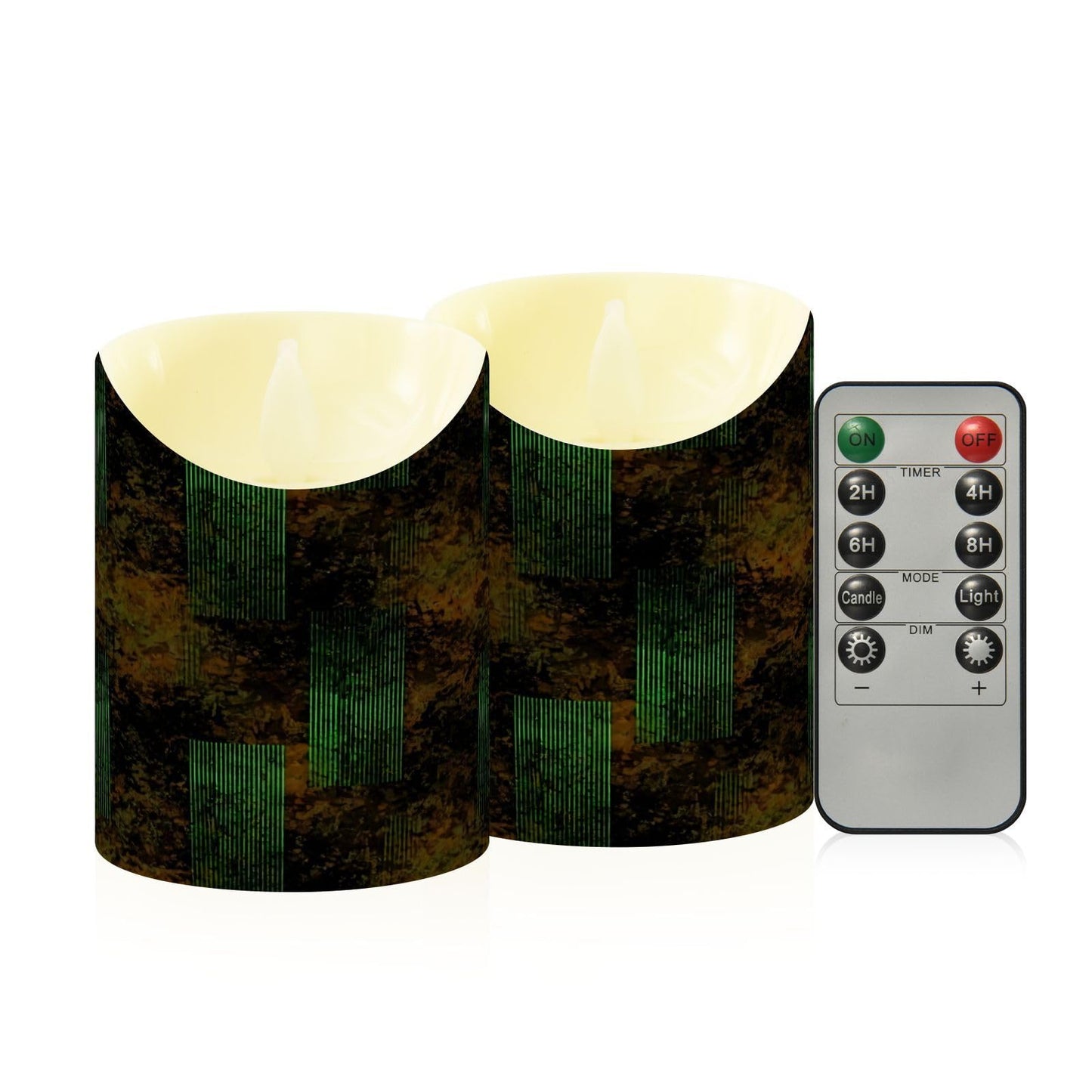 Gravopti Abstract Block 2 Pack Flameless LED Pillar Candles with Remote & Timer, Battery Operated, Flickering Wax Candle for Wedding, Romantic Home & Party Decor