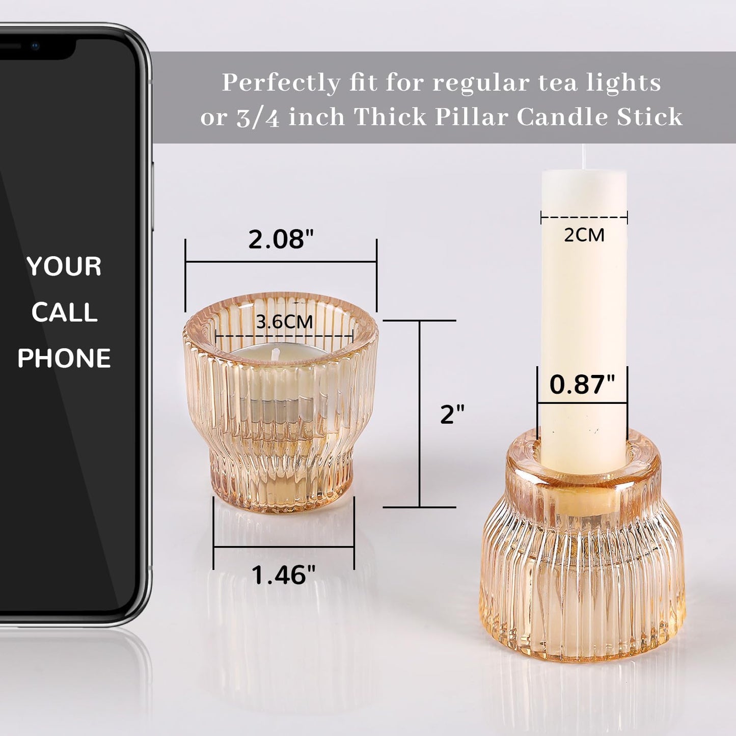 HAVITI 12 Pack Gold Taper Candle Holders, Glass Candlestick Holders, Tea Light Candle Holder for Fall Wedding Centerpieces Table Decorations, Votive Candle Holders for Table Decor