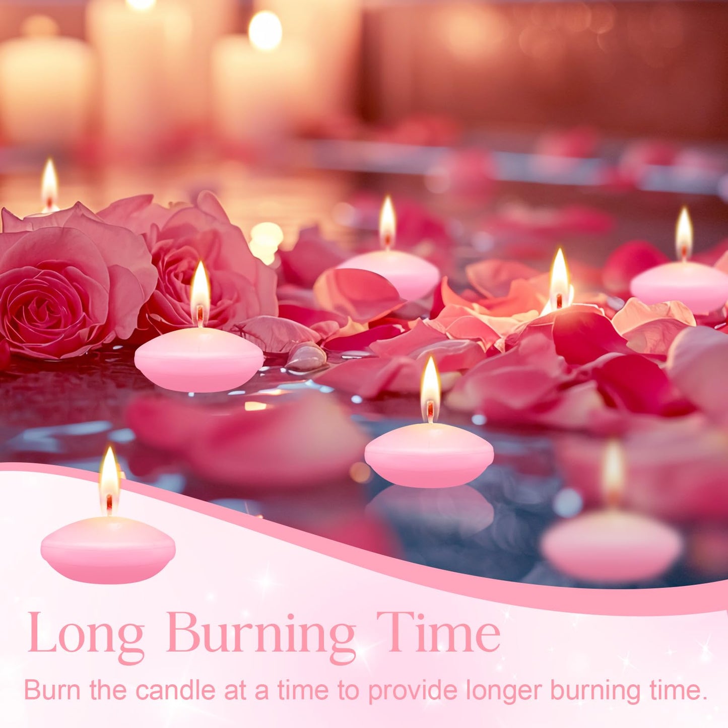 Nuanchu 20 Pcs Pink Floating Candles Centerpieces for Wedding Small Unscented Floating Candles Decoration for Wedding Anniversary Holiday Party Gifts Home Pool Decor