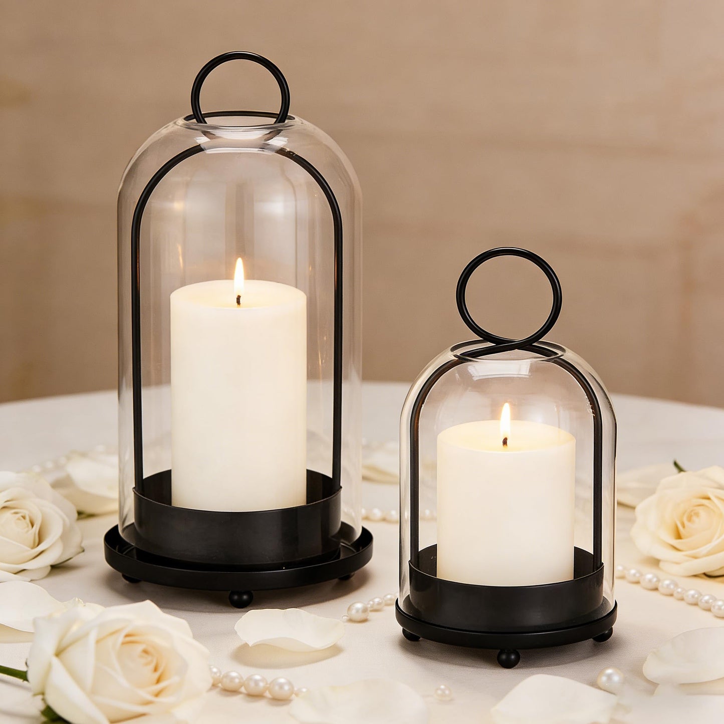 Maimeili Glass Candle Holder Hurricane Candle Lantern Decorative Candle Fits Standard Tealight for Table Wedding Dinning Centerpieces Party Supplies Farmhouse Home Decor（NO Candles）