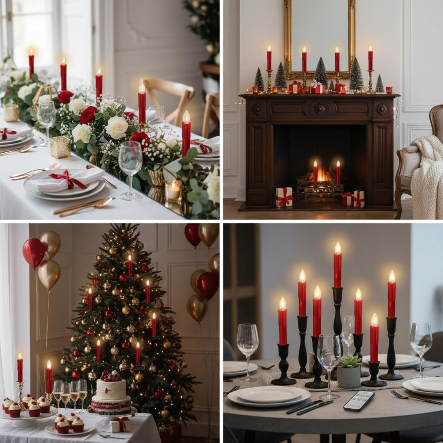 Gedengni Flameless LED Taper Candles with Clips, 4” Battery Operated Window Candles with Remote Timer Mini LED Chandelier Candlesticks for Home Decor Wedding Church Party & Tree Lighting,10 Pack,RED