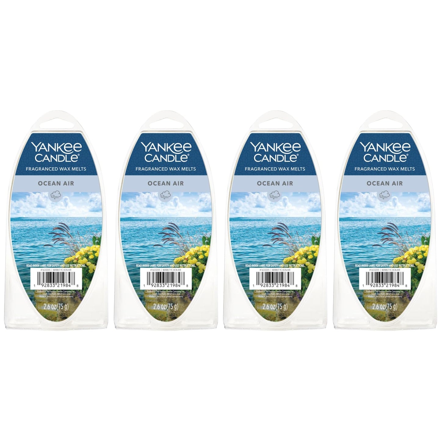 Yankee Candle Scented Wax Melts for Wax Warmers, Candle Wax Melts Refills, Long Lasting Home Fragrance, Ocean Air 6 Count (Pack of 4)