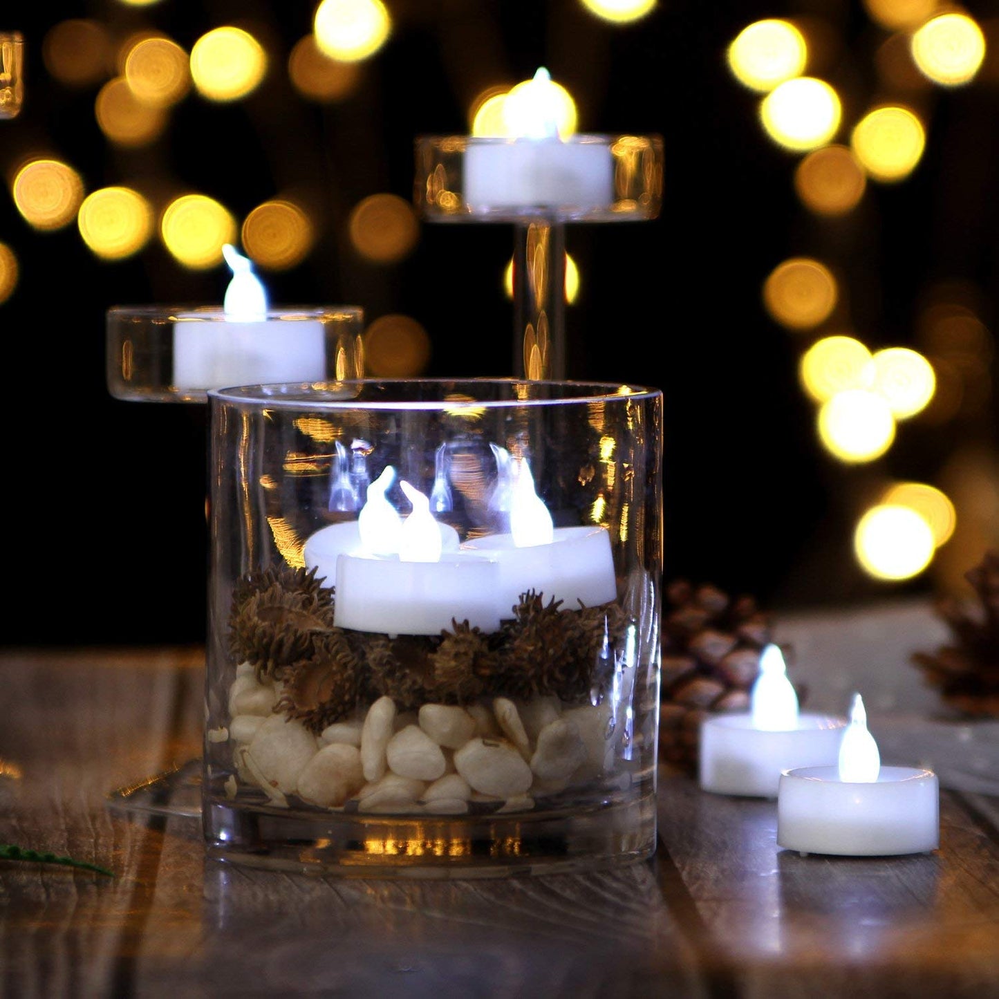 AGPTEK Tea Lights,24 Pack Flameless LED Candles Battery Operated Tealight Candles No Flicker Long Lasting Tealight for Wedding Holiday Party Home Decoration(Cool White)