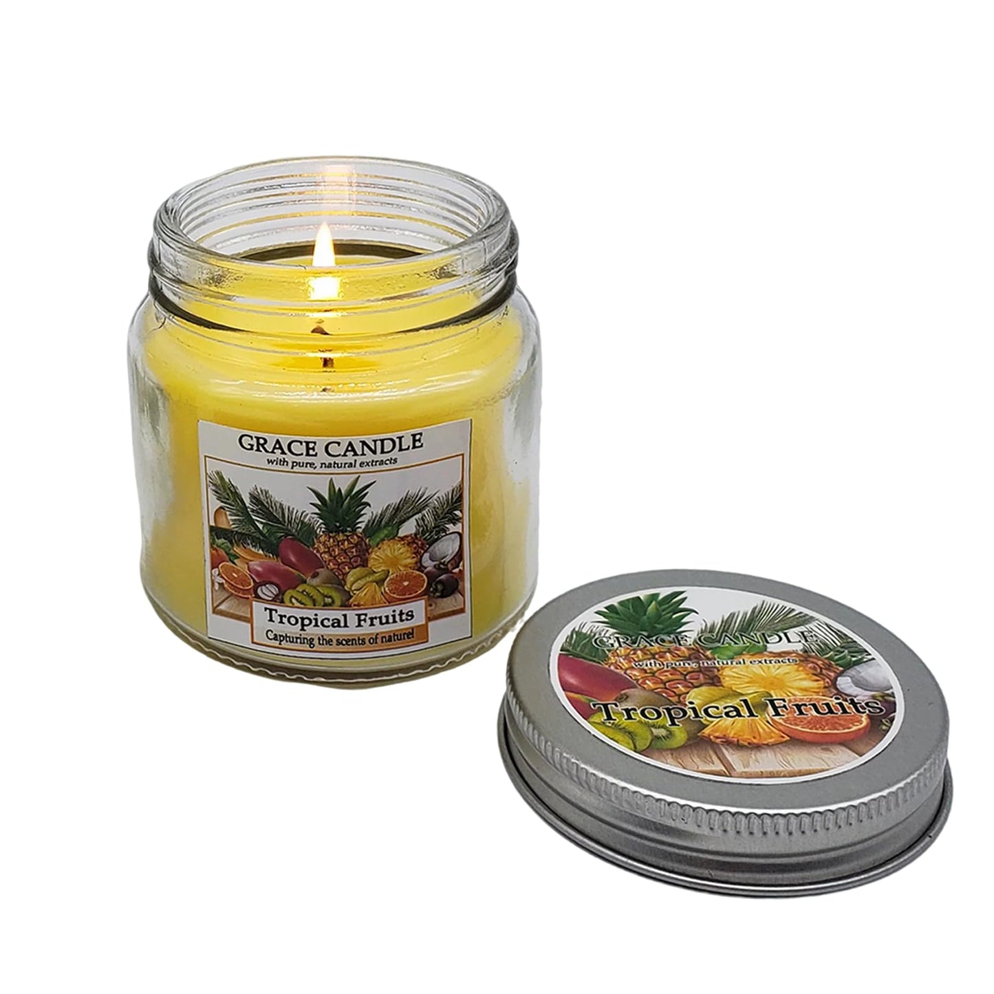 Covtlykne 4oz Scented Candles, 2.48 Inches Scented Soy Candle 18 Hours Burn Time for Home Decor (Tropical Fruit)