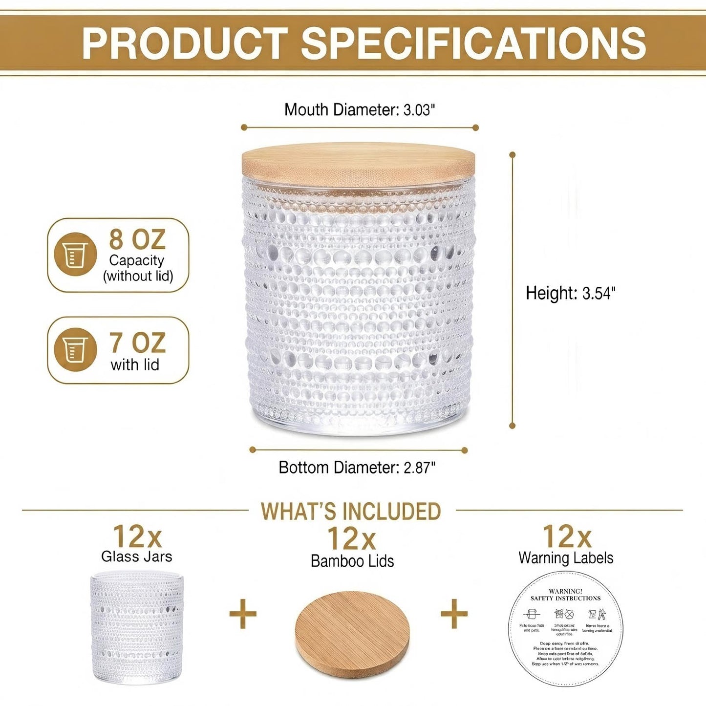 DARJEN 12 Pack Clear Candle Jars for Making Candles- 8 OZ Empty Glass Candle Making Jars with Bamboo Lids and Labels, Candle Making Supplies Candle Containers for Home DIY