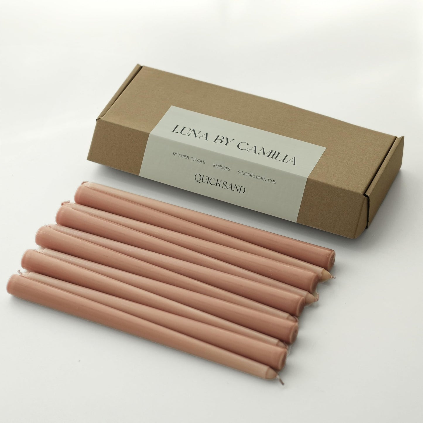 10 Pieces Luna By Camilia 12 Inch Taper Candles, Wedding & Events Taper Candles… (Quicksand)