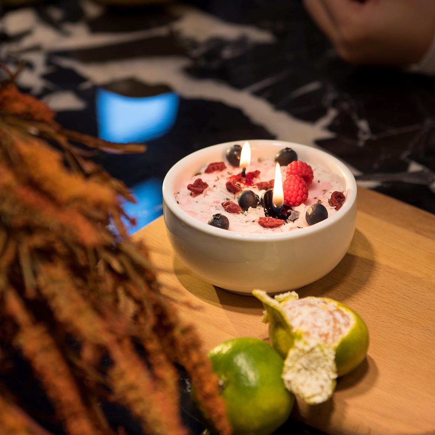 Realistic Fruity Yogurt Smoothie Bowl Scented Vegetable Wax Candle