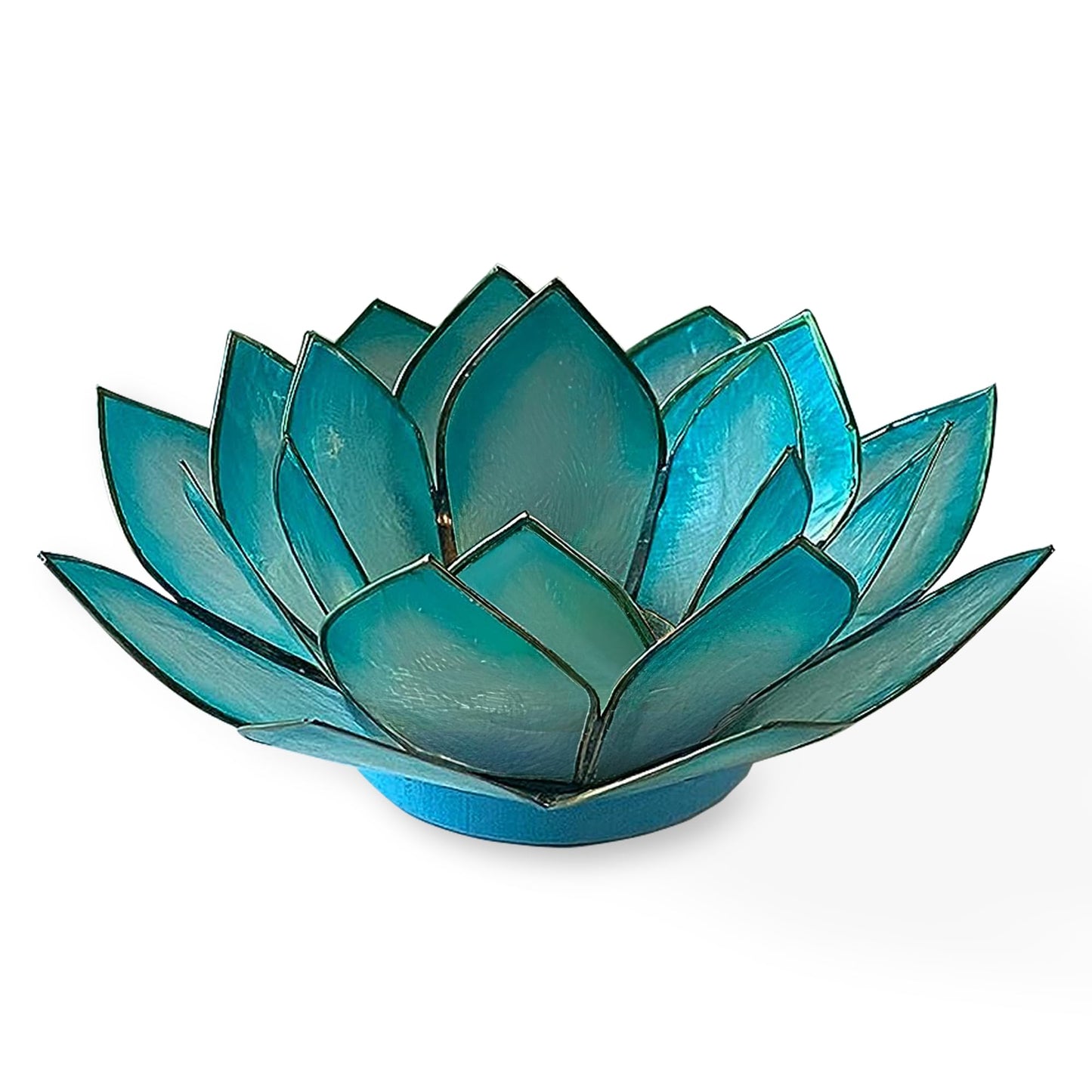 Om Gallery Capiz Shell Lotus Flower Decor Tealight Candle Holder for Serene Ambiance -Decorative Candle Holders for Meditation, and Relaxation, Cool Water