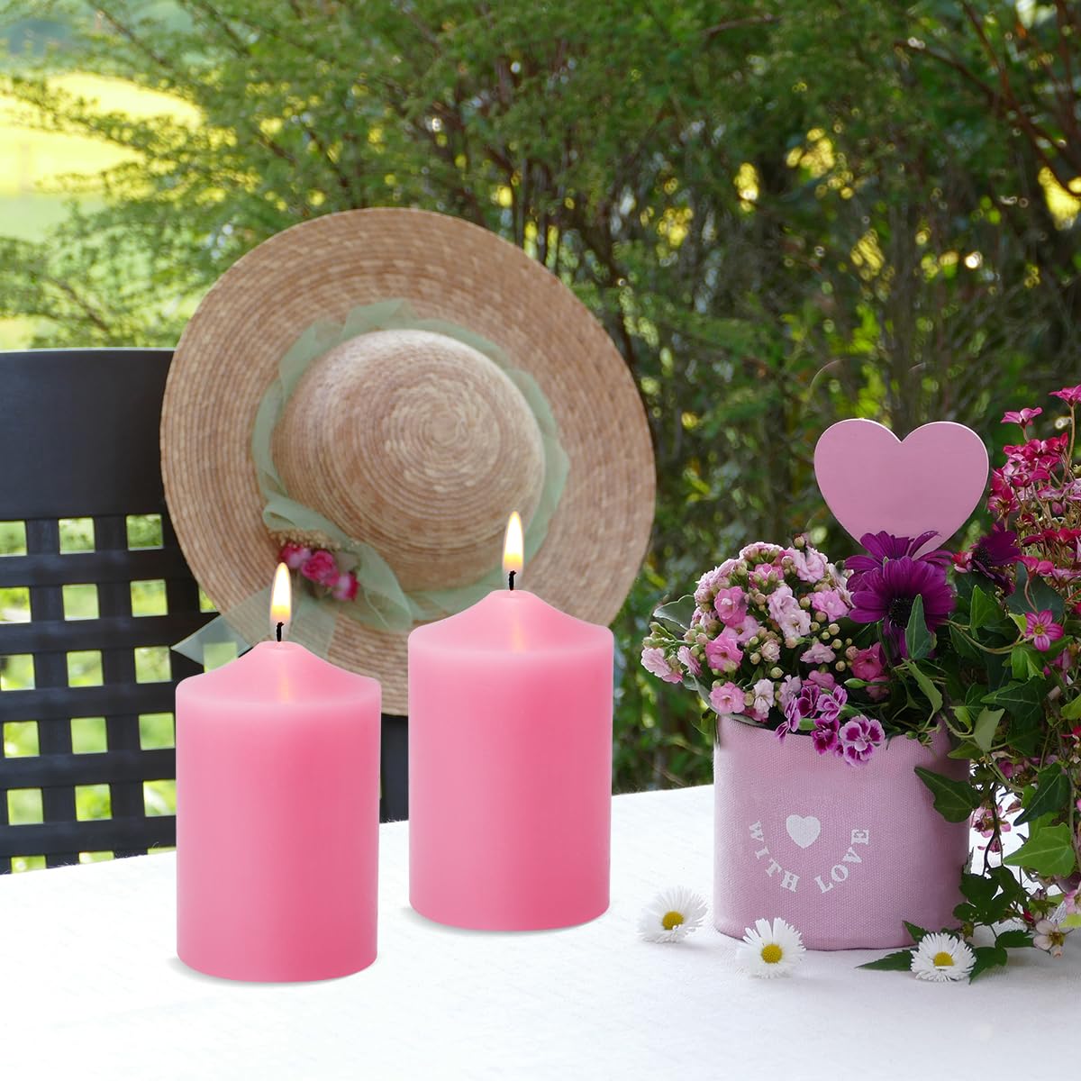 12 Pack 2x3 Inch Pink Pillar Candles, Unscented Column Candles for Home Restaurants Spa Church Weddings, Smokeless Dripless and Clean Burning Emergency Candle