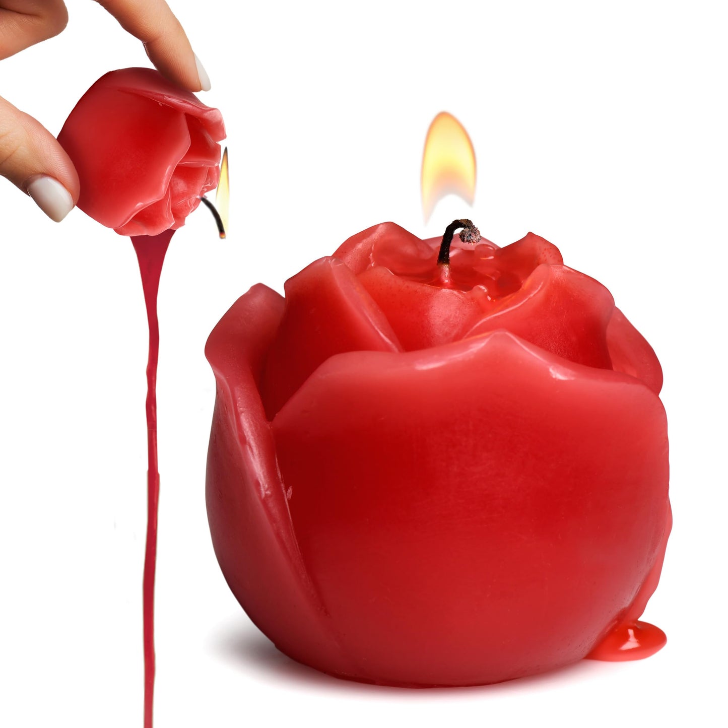 Flaming Rose Drip Candle for Wellness and Relaxation & Romantic Candle Massage. Low Melting Point. Unscented Paraffin Body Wax. Perfect Spa Gift for Self-Care. 1 Piece, Red.