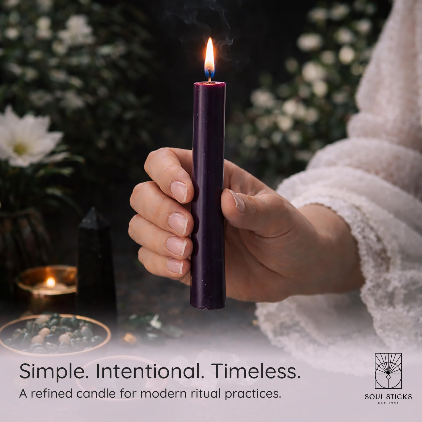SOUL STICKS Protection Magic Spell Chime Taper Candles Deep Purple 20 Pack - Colored Unscented Chime Candles for Altar, Rituals, Ceremonies, Meditation Witchcraft Supplies, Wiccan, Candles Clearance