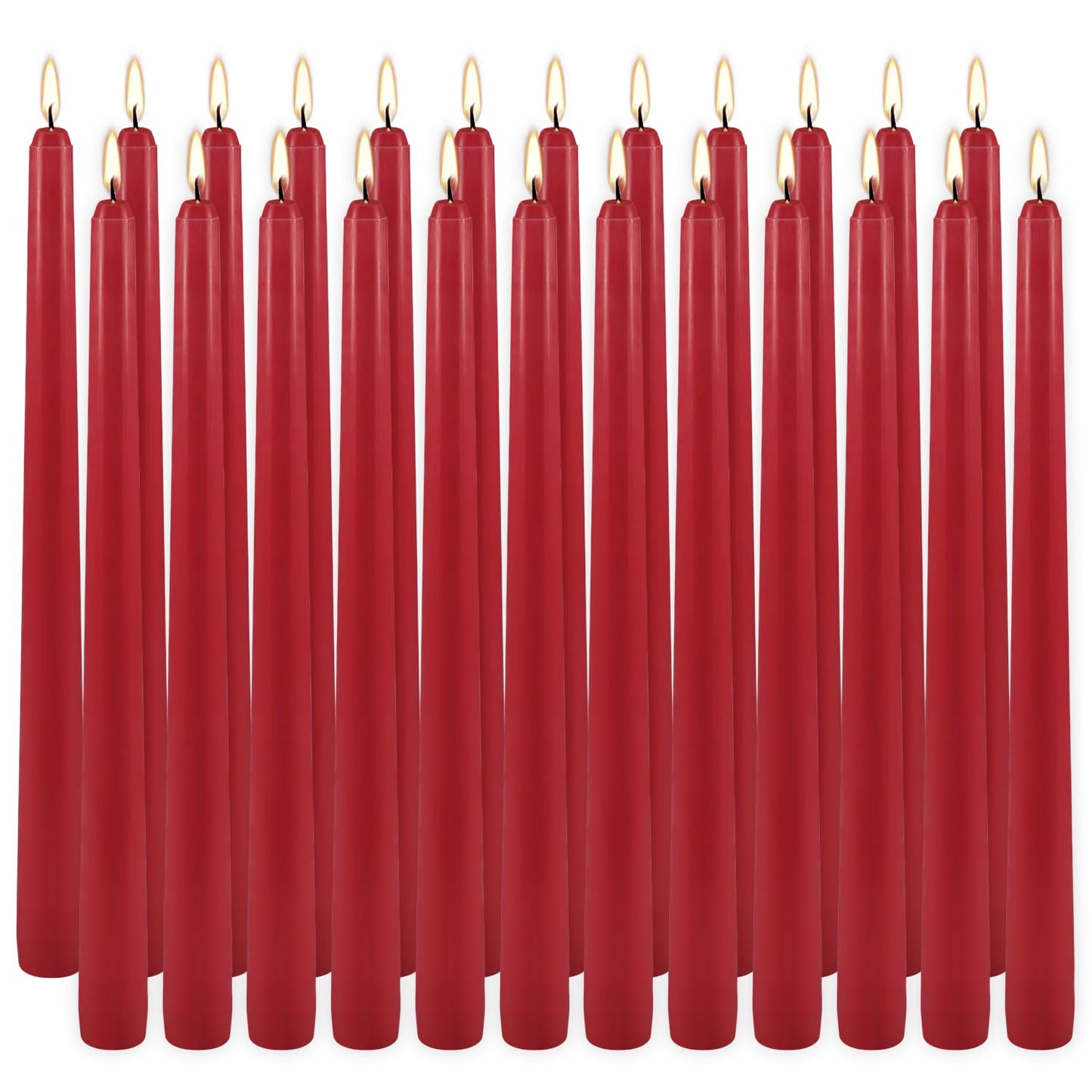 24Pack Red Taper Candles-10 Inch Dripless, Unscented Dinner Candle- Smokeless and Dripless, Long Burning time, Paraffin Wax with Cotton Wicks for Home Décor,Christmas, Wedding, Party,Candlesticks