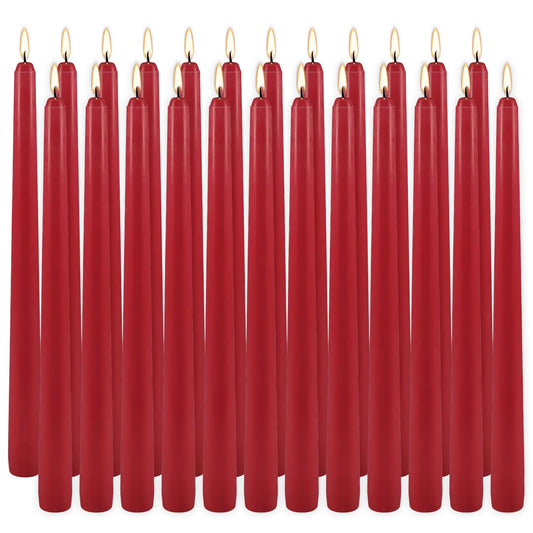 24Pack Red Taper Candles-10 Inch Dripless, Unscented Dinner Candle- Smokeless and Dripless, Long Burning time, Paraffin Wax with Cotton Wicks for Home Décor,Christmas, Wedding, Party,Candlesticks