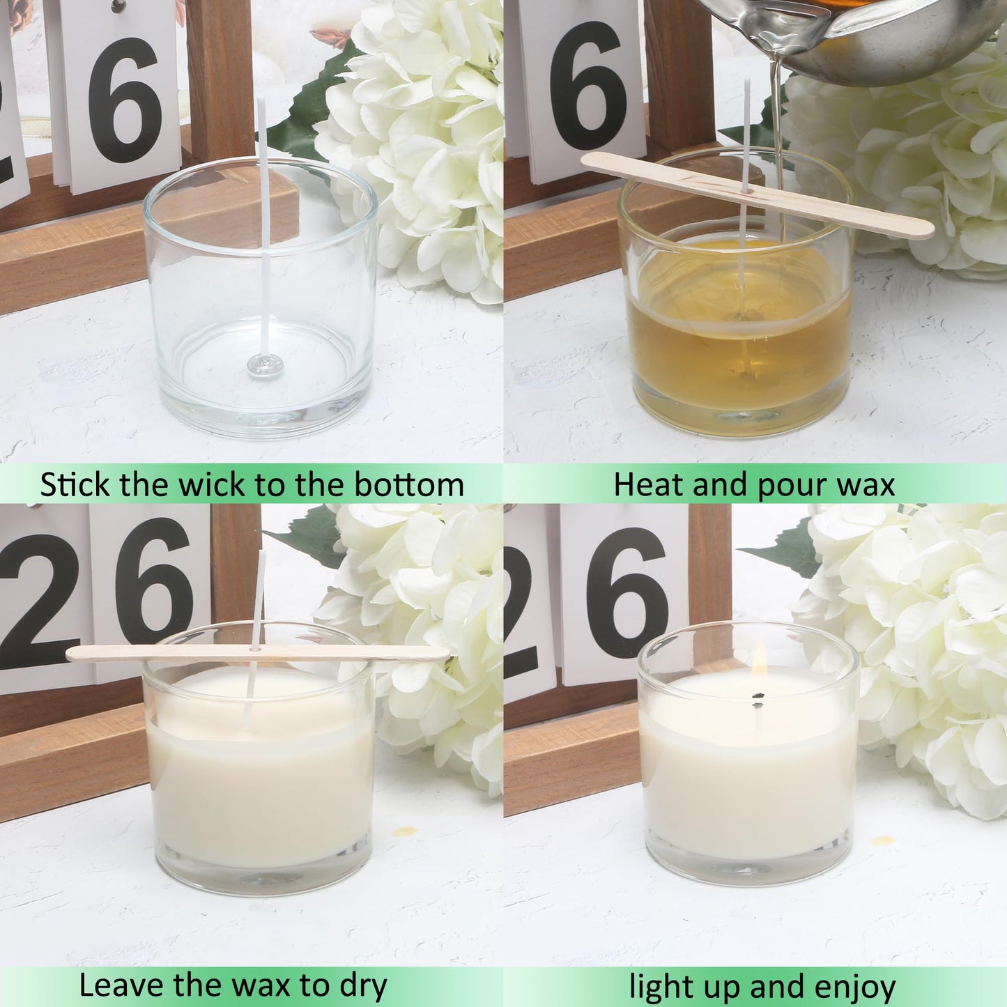 MILIVIXAY 20 Pack 4 OZ Clear Glass Candle Jars with Lids and Candle Making Kits - Bulk Small Empty Candle Jars for Making Candles - Spice, Powder Containers.