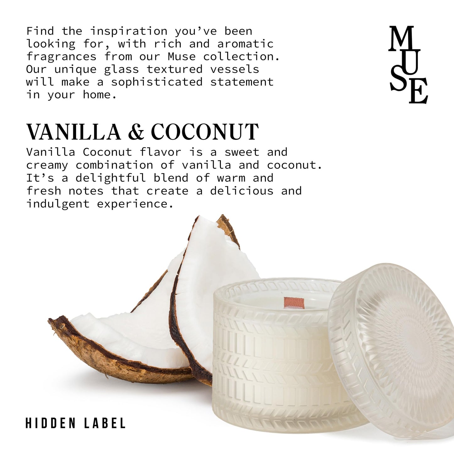 Vanilla Coconut Scented Candle, Crackling Wood Wick Natural Soy Candles Non Toxic, 7.4oz Soy Wax, 55 Hours Clean Burn,Long-Lasting Scented Candles Gift for Women,Relaxing,Home Scented