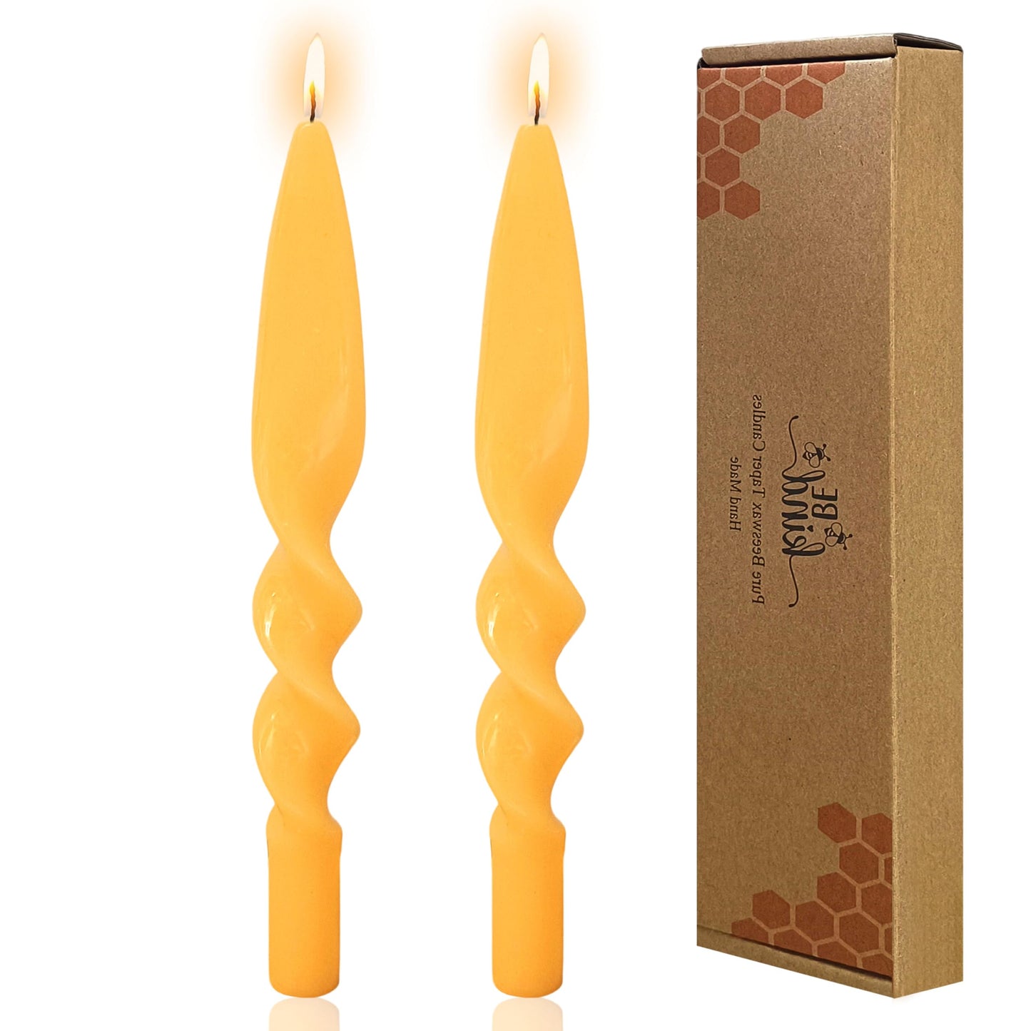 Beeswax Taper Candles Spiral Candle XINAOBAOLUO 10inches Bees Wax Candles Prayer Candles Non Toxic Candle Sticks Handmade Natural Honey Twisted Candlesticks Set for Table Home Decor Meditation 2pcs
