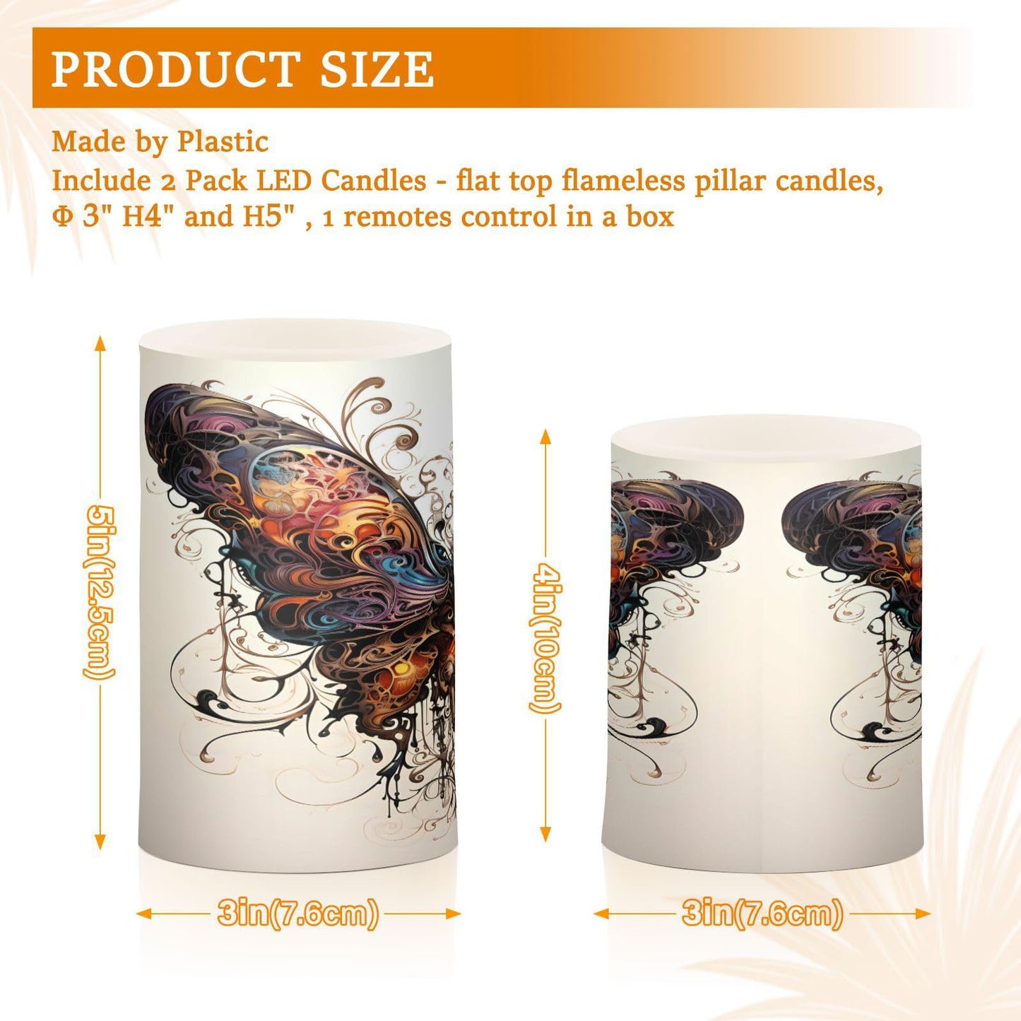 ALAZA Butterfly Flickering Flameless Candles Battery Operated with Remote Timer,Tea Light Candles LED Pillar Votive Candles Set of 2 for Outdoor Indoor Decorations