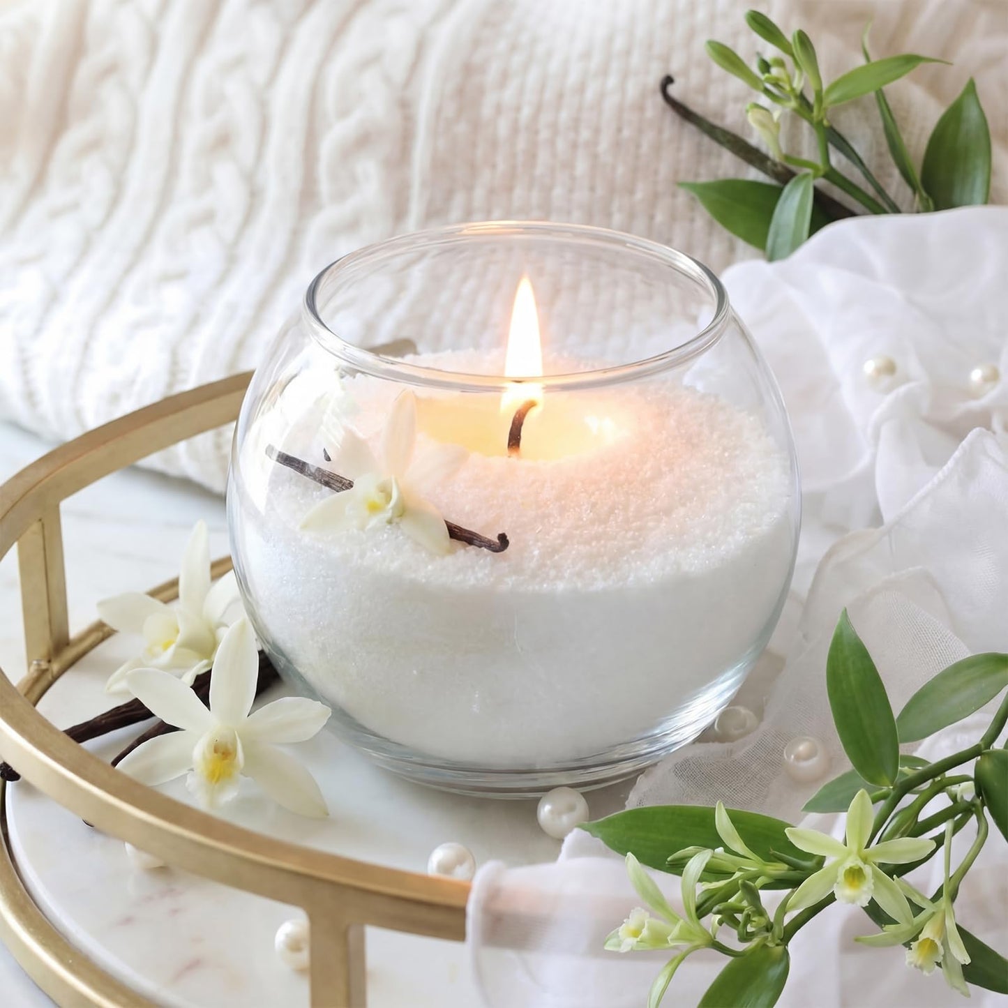 Conelist 1lb Vanilla Pearled Candle Sand Wax Set Customized Powder Making Candles Refill Kit Palm Wax All Natural Non Toxic with 10 Wicks for Gifts DIY Making