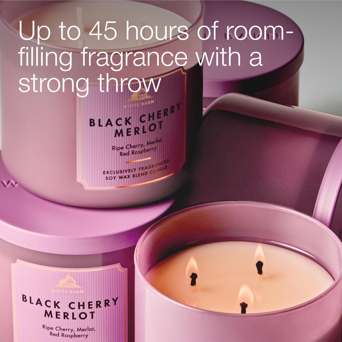 Bath & Body Works Black Cherry Merlot 3-Wick Candle - Scented Candle for At-Home Use - Long-Lasting, Room-Filling Fragrance - High Fragrance Oil Concentration - Soy Wax Blend - 2-Pack