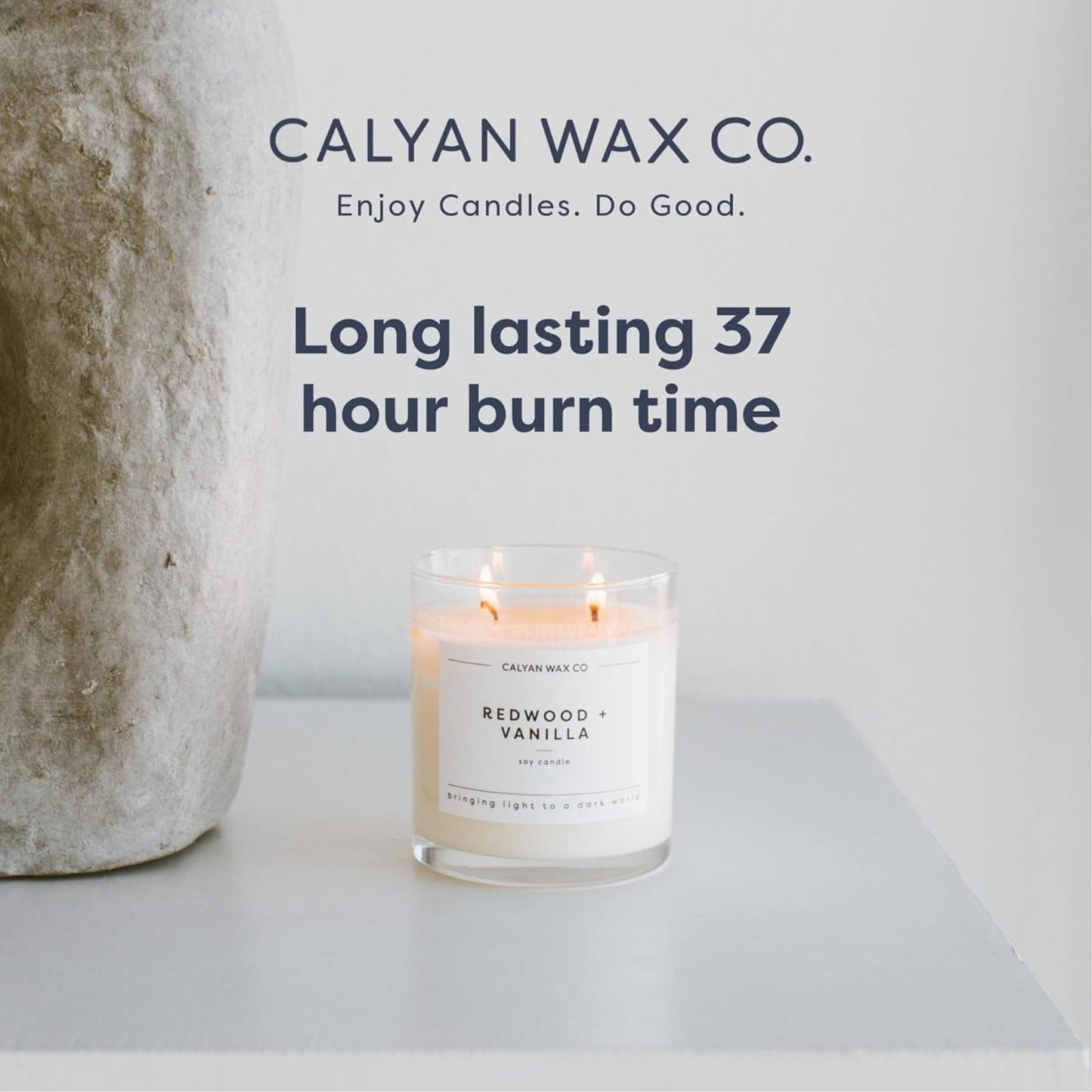Calyan Wax Co. Mahogany & Cashmere 2 Wick Scented Candle - 37 Hour Burn - Luxury Clean Soy Wax Candles - Long Lasting Large Glass Jar Candle for Home - 8.8oz
