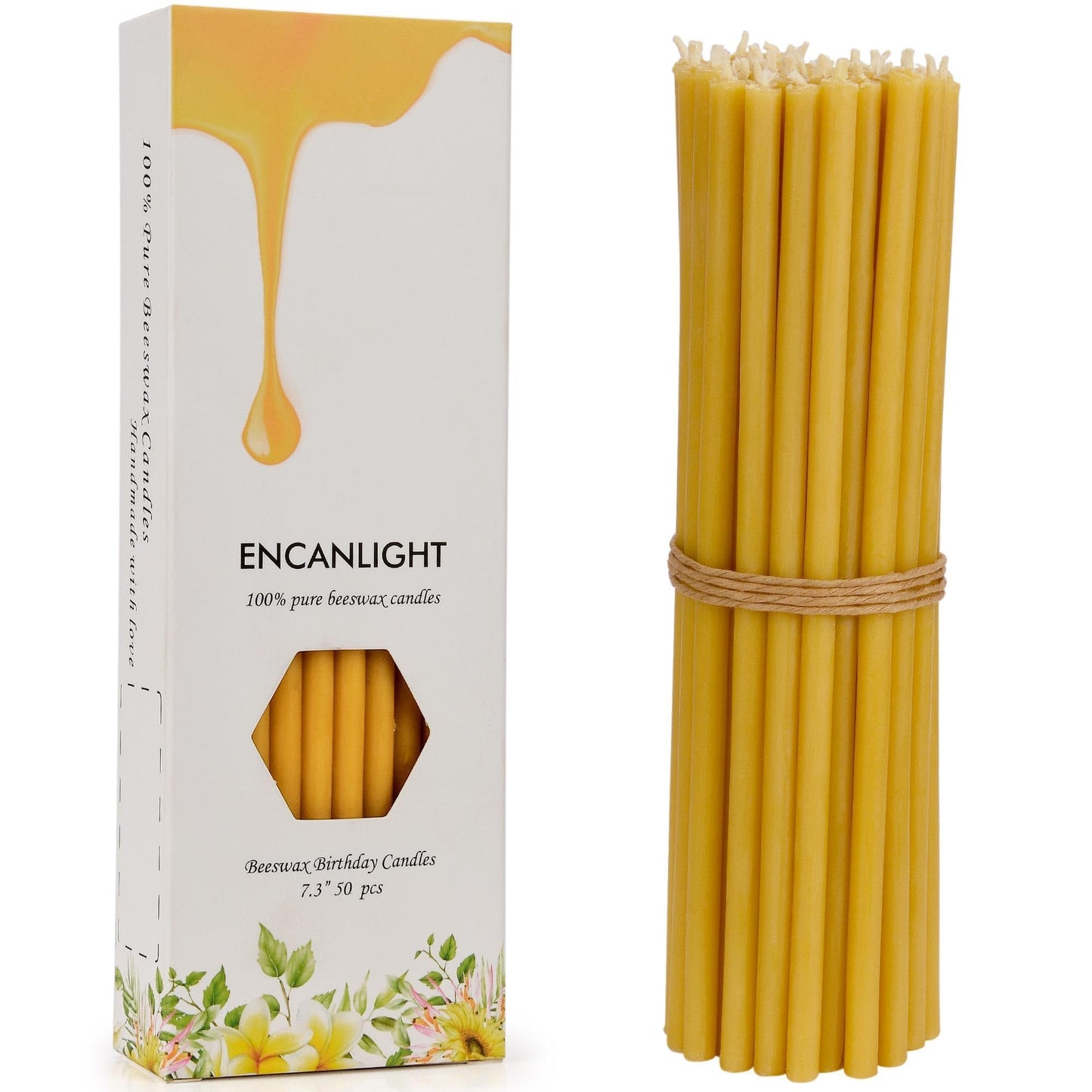 7.3 inch 100% Pure Natural Prayer Candle 50pcs-60min Burn Time Candles-Dripless and Smokeless for Prayer,Thanksgiveing,Family, Wedding,Men,Relax