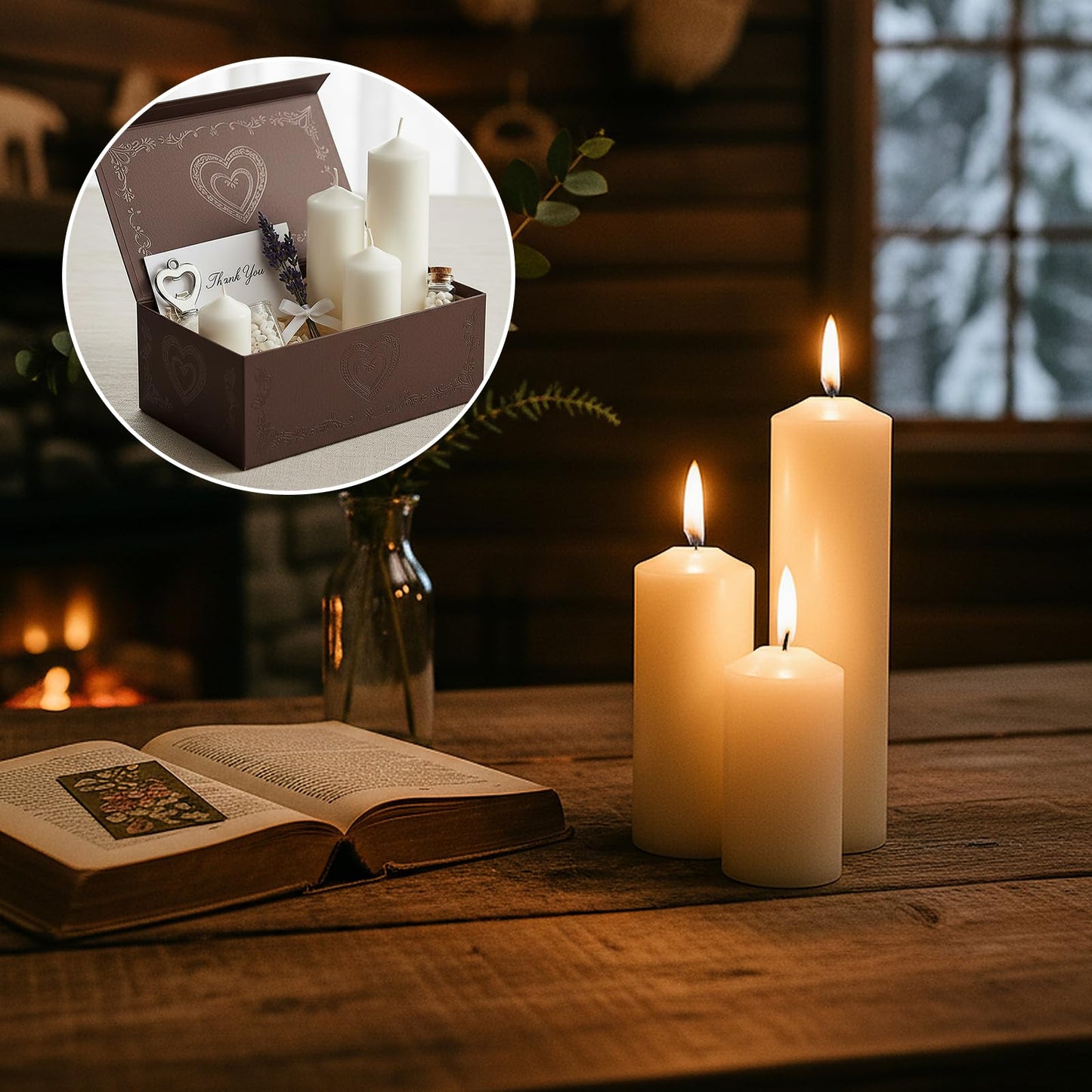 Trxvxo White Pillar Candles Bulk Set of 36，Hurricane Candles，3 Different Lengths 2 x 3/6/8 Inch (12 Each)，Dripless Unscented Smokeless，Gives You a Better Atmosphere When Organizing an Event Party.