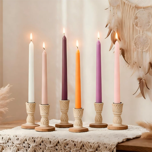 SRCVYLT 6Pcs Taper Candles Orange Set for Modern Farmhouse Decor,10 Inch Gradient Orange Candle Sticks for Boho Decor,Dripless Unscented Long Burning Rustic Candlesticks for Centerpiece,Wedding,Dinner