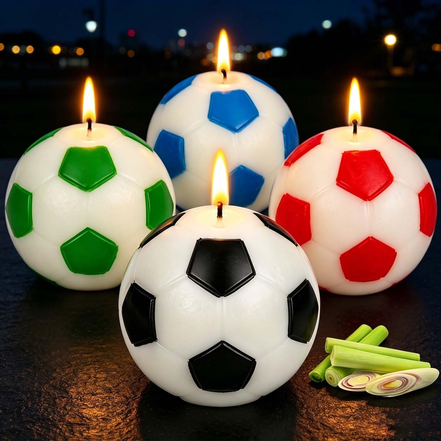 Citronella Candles Outdoor Indoor – 4 Pack Outdoor Candle, Up to 80+ Hrs Burning Total, for Home Decor, Patio Backyard, Camping & Garden Party, Fun Soccer Candle Gift for Men & Soccer Fans