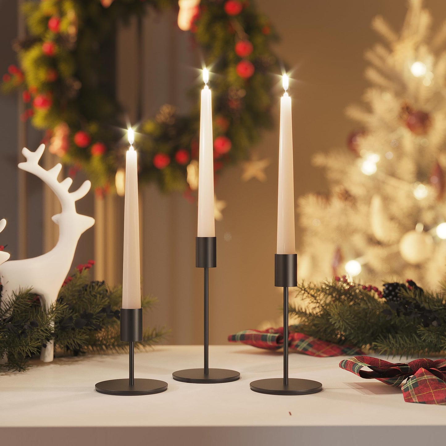 zeochyni Set of 6 Black Taper Candle Holders Candlestick Holders, Decor Candle Stick Candle Holder for Table or Mantel Centerpiece, Wedding, Dinning, Party Home Decor