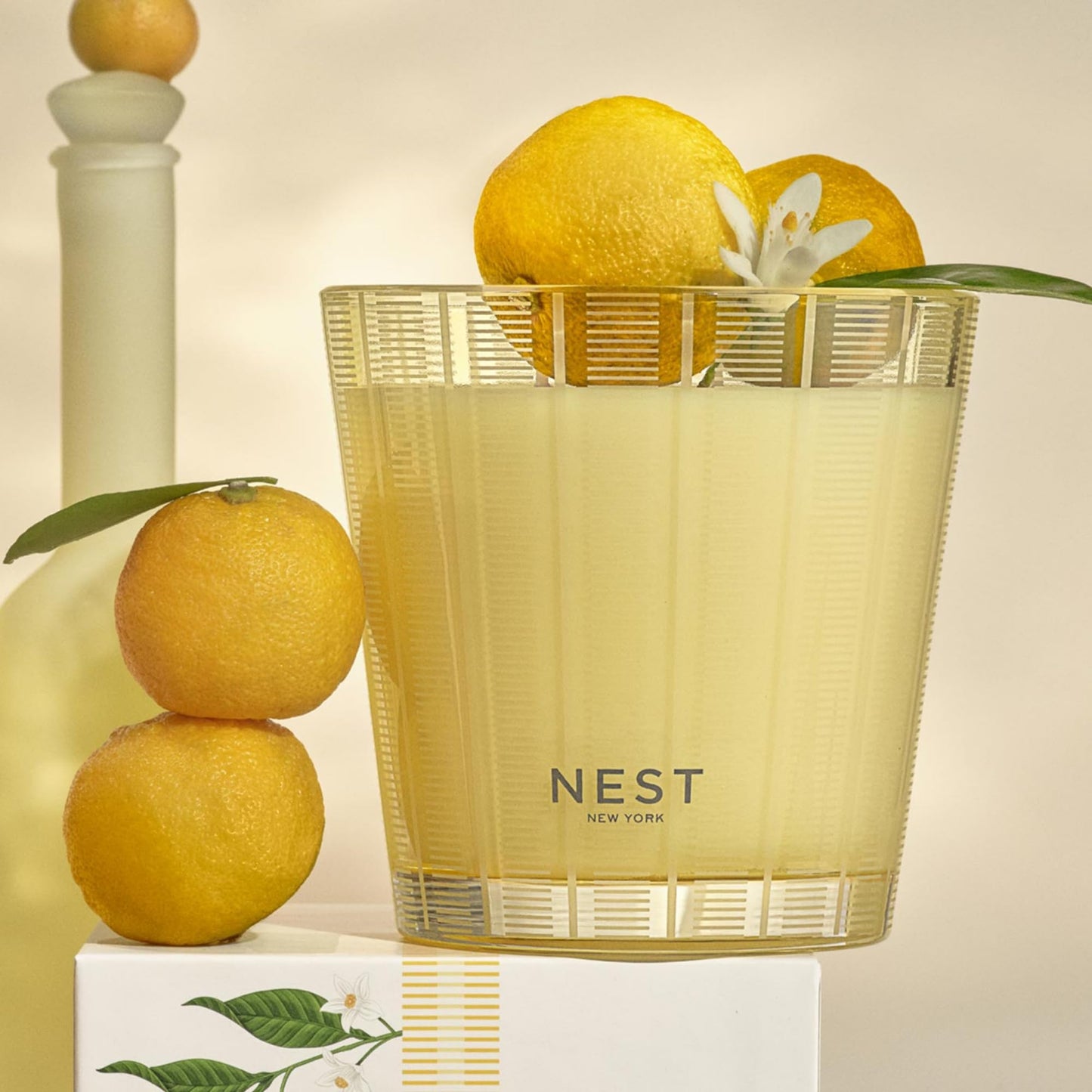 NEST New York Scented 3-Wick Candle, Sunlit Yuzu & Neroli - 21.2 oz - Up to 100-Hour Burn Time - Reusable Glass Vessel