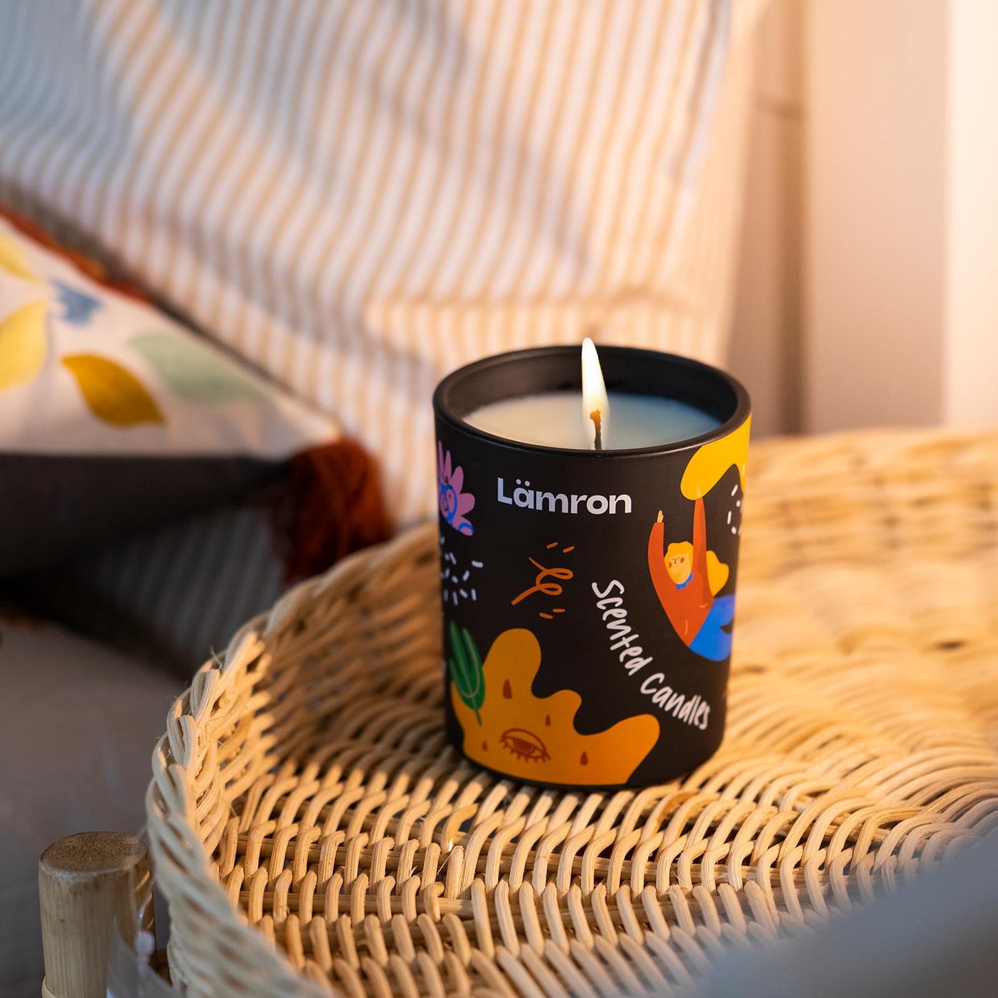 Lamron Moroccan Mint Tea Scented Candle - Cute Aesthetic Home Decor, 7.1oz Coconut Soy Wax, Strong Refreshing Aromatherapy for Stress Relief, 45H Burn Time Gift
