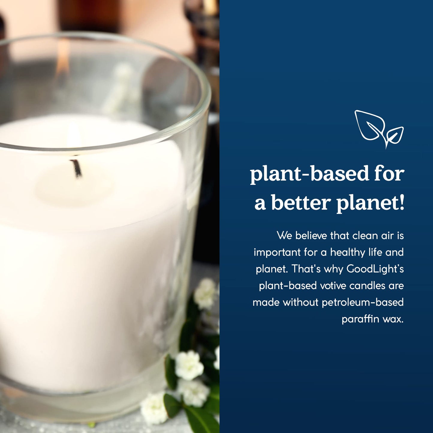 GoodLight Paraffin-Free Votive Candles, Vegan Palm Wax, Clean-Burning and All-Natural Votive White Candles | 15-Hour Burn Time (32 Unscented Votive Candles)