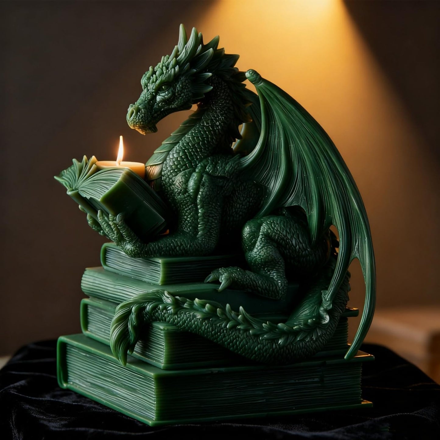 Book-Reading Dragon Candle Mold, Dinosaur Resin Casting Silicone Mold for Home Decor, DIY Soap & Candle Making, Animal Epoxy Resin Craft Mold, Gifts for Dinosaur Lovers