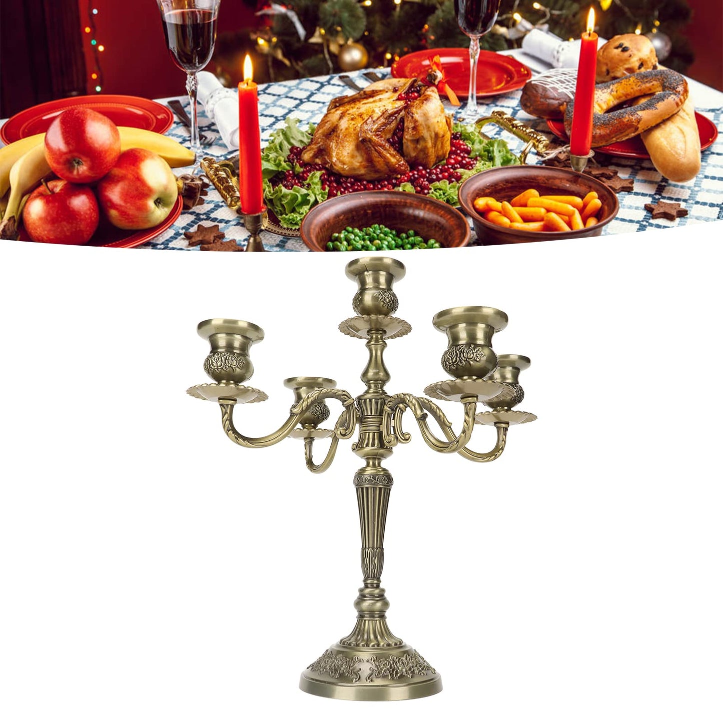 5 Arms Candelabra Scratch Resistant Rustproof Vintage Tall Candelabra for Weddings Parties