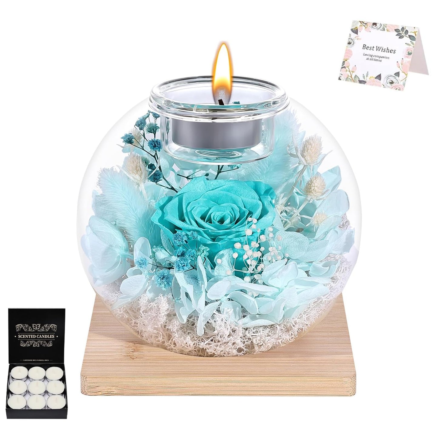 Gifts for Women Birthday Unique-Long-Lasting Real Flowers in Glass Dome Scented,Mother's Day Valentine Christmas Thanksgiving Birthday Gift for Women Mom Girlfriend Wife Home Decor (Nilan)