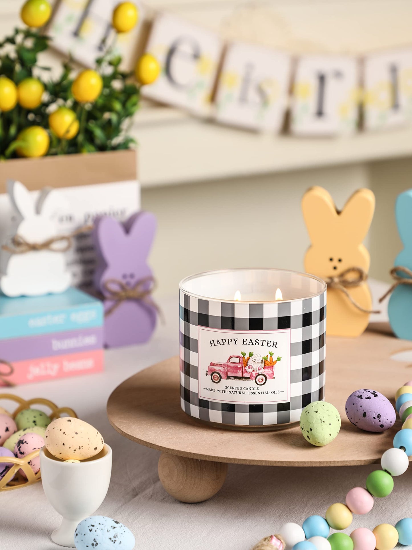Easter Candle, Lilac Scented Candle, Spring Candles, Happy Easter Candles Gift for Women, 3 Wick 14 oz Large Jar